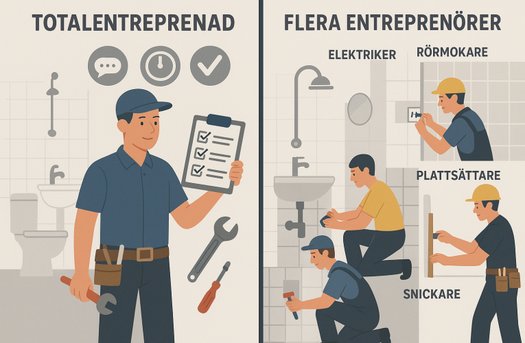 Totalentreprenad eller flera hantverkare – vad är bäst för din badrumsrenovering?